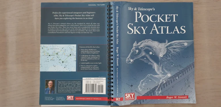 Photo of the cover of Sky & Telescope’s Pocket Sky Atlas (Roger W. Sinnott) by Beatrice Heinze