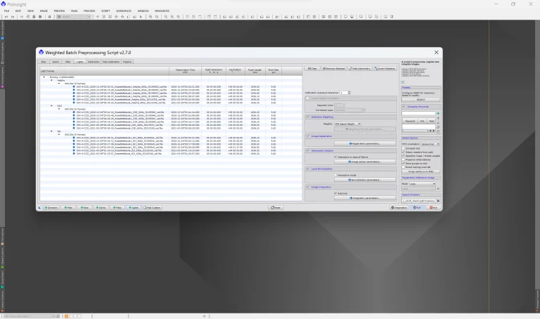 Screenshot PixInsight_WBPP Script by Beatrice Heinze